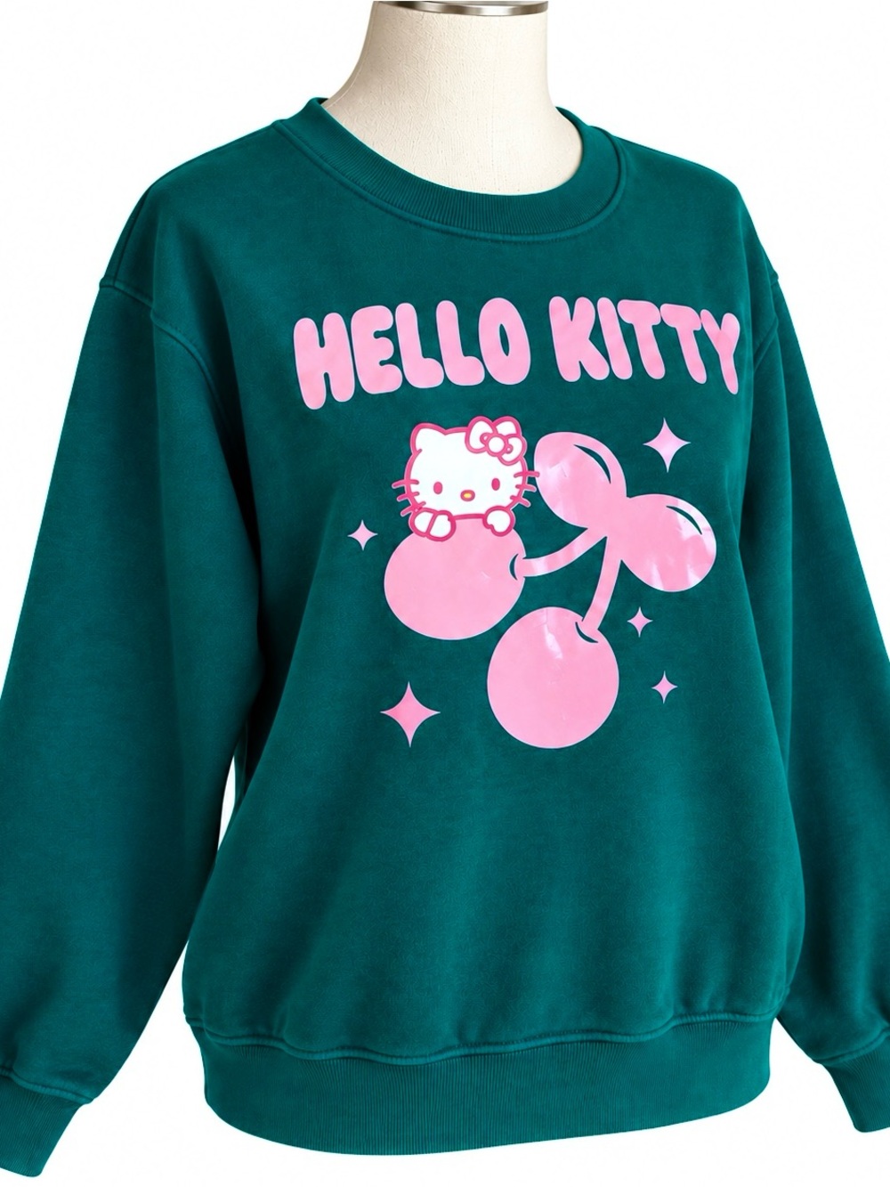 Hello Kitty Teal Pullover Sweatshirt with Pink Graphic